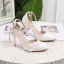 Schöne Weiß Ball Damenschuhe 2020 Perle Spitze Blumen Knöchelriemen 9 cm Stilettos Spitzschuh High Heels