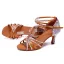 Charmant Braun Strass Latein Tanzschuhe 2020 Satin Knöchelriemen 8 cm Stilettos Peeptoes Tanzen Sandaletten