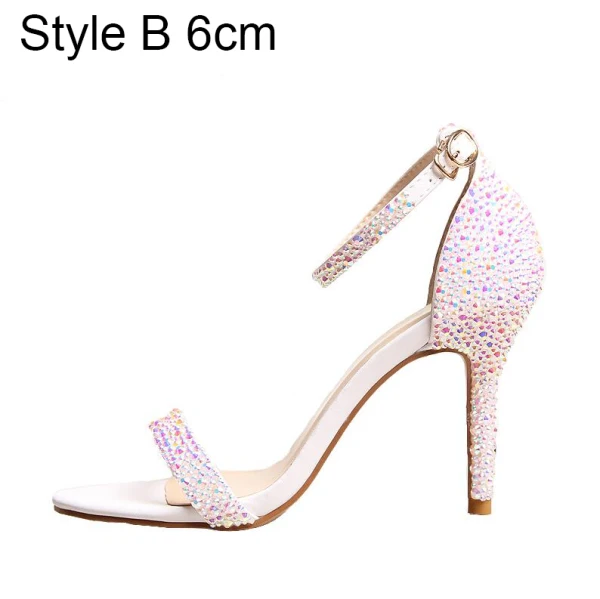 Sexy Multi-Couleurs Faux Diamant Soirée Sandales Femme 2020 Bride Cheville 9 cm Talons Aiguilles Peep Toes / Bout Ouvert Sandales
