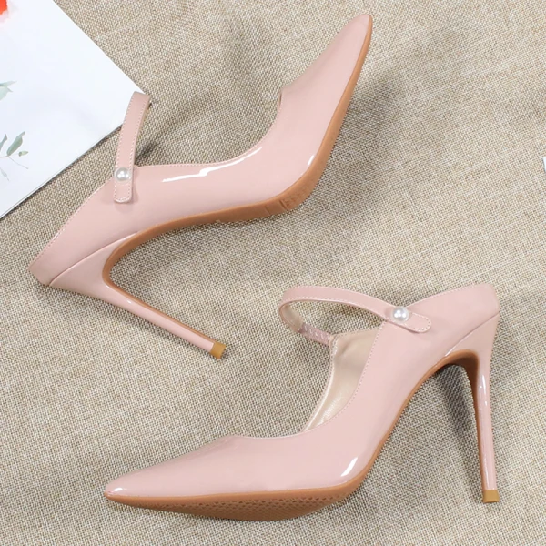 Chic / Belle Nues Désinvolte Slingbacks Escarpins 2020 Cuir Verni 10 cm Talons Aiguilles À Bout Pointu Escarpins