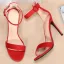 Schlicht Rot Abend Wildleder Sandalen Damen 2020 Knöchelriemen 10 cm Stilettos Peeptoes Sandaletten