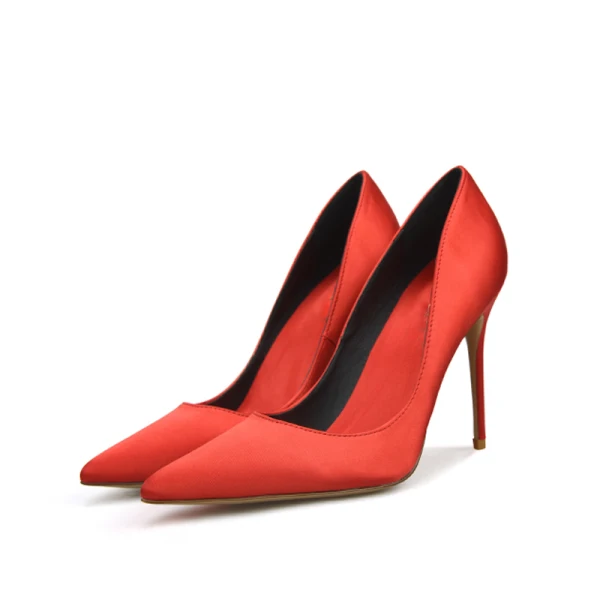 Simple Noire Promo Satin Escarpins 2020 10 cm Talons Aiguilles À Bout Pointu Escarpins