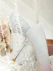 Charmant Rougissant Rose Paillettes Chaussure De Mariée 2020 Faux Diamant 8 cm Talons Aiguilles À Bout Pointu Mariage Escarpins