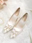 Élégant Ivoire Perle Fleur Chaussure De Mariée 2020 Satin 10 cm Talons Aiguilles À Bout Pointu Mariage Escarpins
