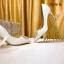 Chic / Beautiful Ivory Satin Wedding Shoes 2020 Pearl 8 cm Stiletto Heels Pointed Toe Wedding Pumps