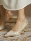 Charming Gold Pearl Rhinestone Wedding Shoes 2020 Leather Ankle Strap 7 cm Stiletto Heels Pointed Toe Wedding Heels
