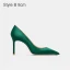 Modest / Simple Green Office OL Pumps 2021 Leather 10 cm Stiletto Heels Pointed Toe Pumps