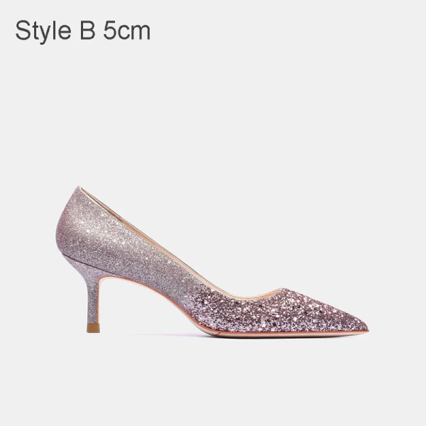Glitzernden Rosa Hochzeit Pailletten Brautschuhe 2021 Leder 8 cm Stilettos Spitzschuh Pumps