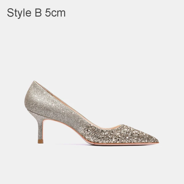 Scintillantes Doré Soirée Cuir Paillettes Escarpins 2021 8 cm Talons Aiguilles À Bout Pointu Escarpins