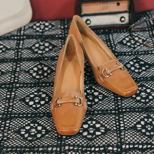 Vintage Braun Freizeit Pumps 2021 Leder 5 cm Stilettos Quadratische Zehe Pumps