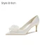 Élégant Ivoire Mariage Perle Satin Fleur Chaussure De Mariée 2021 8 cm Talons Aiguilles À Bout Pointu Escarpins