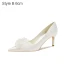 Chic Ivoire Satin Chaussure De Mariée 2021 Fleur 8 cm Talons Aiguilles À Bout Pointu Mariage Escarpins