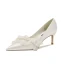 Chic / Beautiful Ivory Satin Pearl Wedding Shoes 2021 6 cm Stiletto Heels Pointed Toe Wedding Pumps