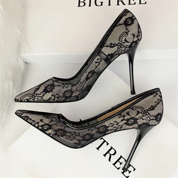 Fine Elfenben Brudesko 2018 Blonder 10 cm Stiletthæler Spisse Bryllup Pumps
