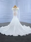 Luxury / Gorgeous Ivory Wedding Dresses 2021 Trumpet / Mermaid Beading Pearl Rhinestone Sequins Scoop Neck Long Sleeve Chapel Train Wedding