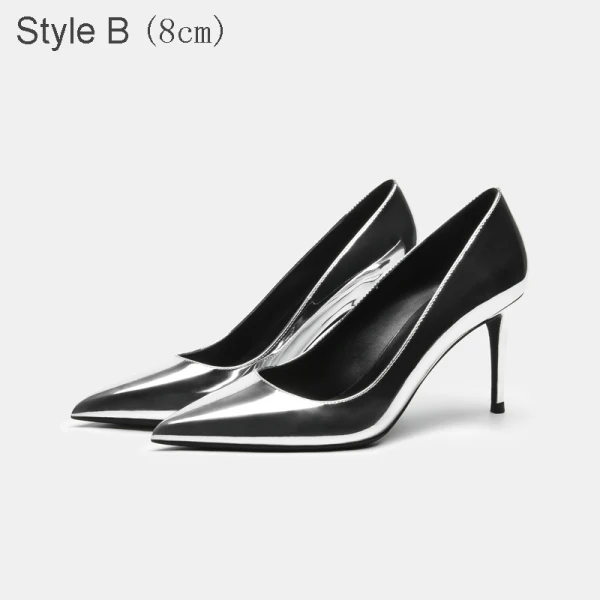Chic / Belle Argenté Bureau OL Cuir Escarpins 2021 10 cm Talons Aiguilles À Bout Pointu Escarpins