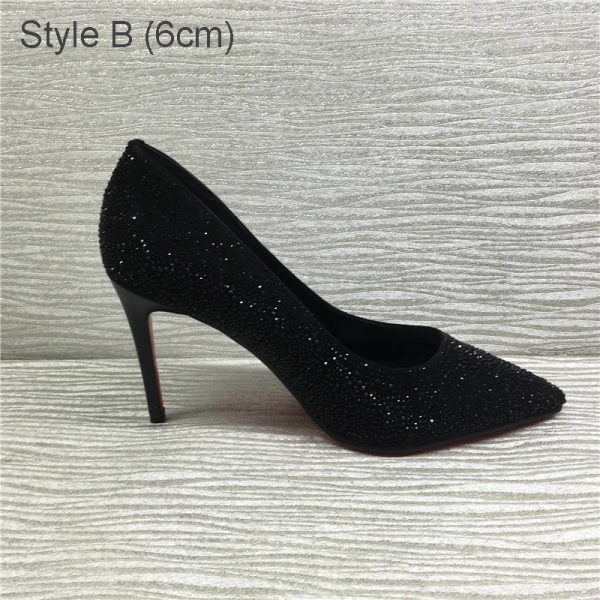 Glitter Zwarte Avond Rhinestone Pumps 2021 8 cm Naaldhakken / Stiletto Spitse Neus Pumps