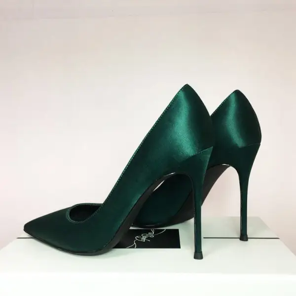 Elegant Champagne Gold Prom Satin Pumps 2021 10 cm Stiletto Heels Pointed Toe High Heels Pumps