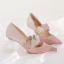 Schön Rosa Farbverlauf Kristall Brautschuhe 2021 Leder Herzförmig Pailletten 7 cm Thick Heels Spitzschuh Hochzeit Pumps