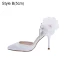 Modern / Fashion White Flower Rhinestone Wedding Shoes 2021 Satin 9 cm Stiletto Heels Pointed Toe Wedding Heels