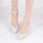 Charmant Ivory / Creme Perle Strass Brautschuhe 2021 Knöchelriemen 8 cm Stilettos Spitzschuh Hochzeit High Heels