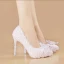 Charming Ivory Crystal Wedding Shoes 2021 Pearl Rhinestone Lace Flower 10 cm Stiletto Heels Pointed Toe Wedding Pumps