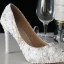 Sjarmerende Elfenben Perle Rhinestone Brudesko 2021 10 cm Stiletthæler Spisse Bryllup Pumps