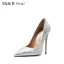 Sexy Silber Glanz Abend Pumps 2021 10 cm Stilettos Hochhackige Spitzschuh Pumps