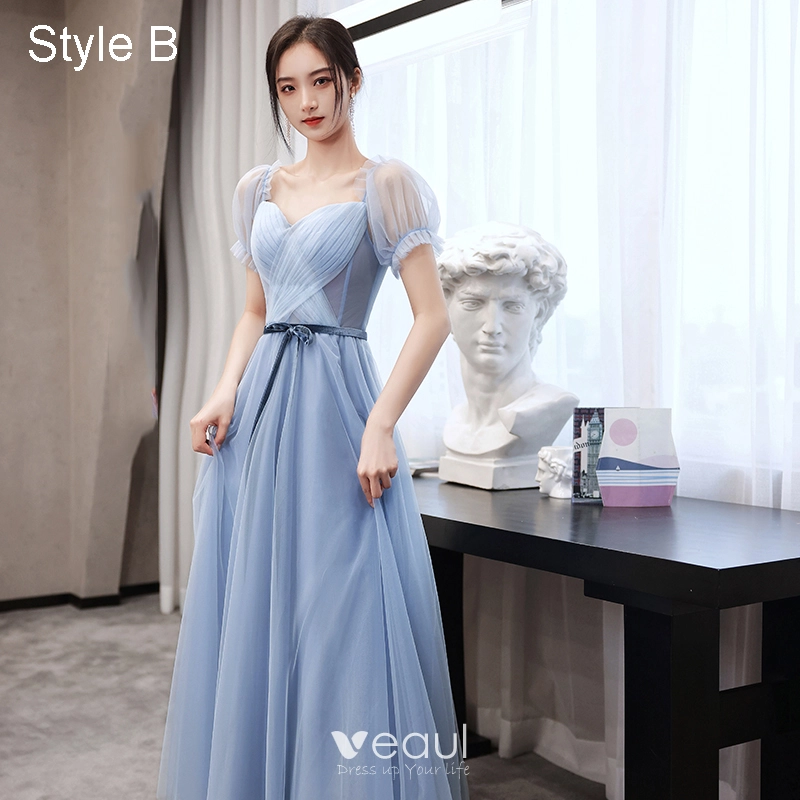 Samantha Sin Tirante Novio Corto Vestido De Dama De Honor Azul Royal