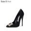 Charmant Schwarz Abend Strass Pumps 2021 10 cm Stilettos Hochhackige Spitzschuh Pumps