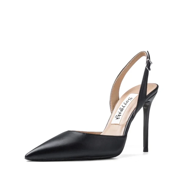 Sexy Beige Evening Party Slingbacks Womens Sandals 2021 10 cm Stiletto Heels High Heels Pointed Toe Pumps