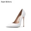 Sexy Weiß Abend Lackleder Pumps 2021 10 cm Stilettos Hochhackige Spitzschuh Pumps