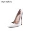 Fashion White Evening Party Rivet Pumps 2021 Patent Leather 10 cm Stiletto Heels High Heels Pointed Toe Pumps