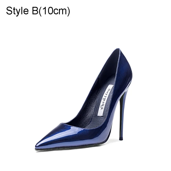 Chic / Beautiful Ocean Blue Office OL Patent Leather Pumps 2021 11 cm Stiletto Heels High Heels Pointed Toe Pumps