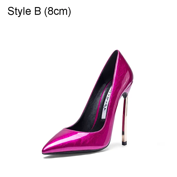 Chic / Belle Fushia Promo Escarpins 2021 Cuir Verni 10 cm Talons Aiguilles Talons Hauts À Bout Pointu Escarpins