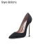 Simple Noire Bureau OL Escarpins 2021 10 cm Talons Aiguilles Talons Hauts À Bout Pointu Escarpins