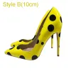 Chic / Beautiful Yellow Cartoon Outdoor / Garden Spotted Pumps 2021 12 cm Stiletto Heels Pointed Toe High Heels