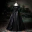 Vintage / Retro Black Prom Dresses 2025 Ball Gown Off-The-Shoulder Short Sleeve Backless Floor-Length / Long Prom Formal Dresses