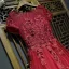 Chic / Belle Rouge Robe De Ceremonie Robe De Soirée 2017 Dentelle Fleur Perle Encolure Dégagée Manches Courtes Courte Princesse