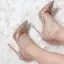 Sexy Blushing Pink Evening Party See-through Rhinestone Pumps 2021 Tulle 10 cm Stiletto Heels High Heels Pointed Toe Pumps