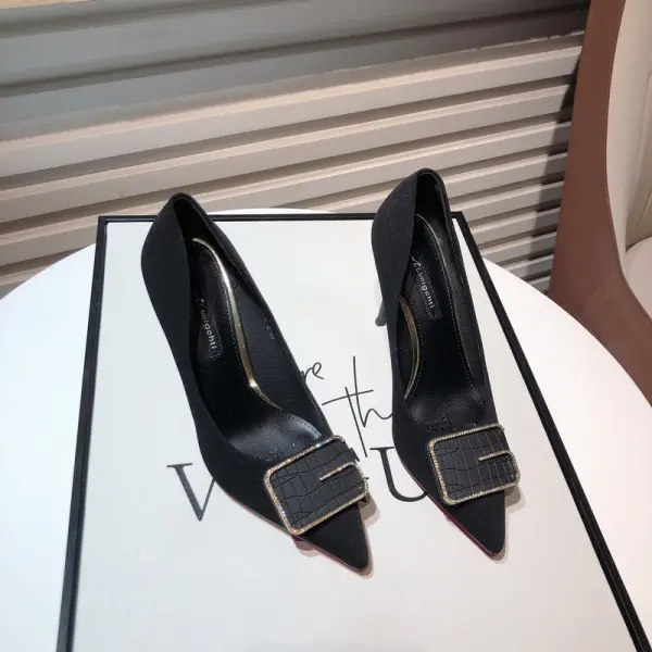 Mooie / Prachtige Zwarte OL Suede Pumps 2021 8 cm Naaldhakken / Stiletto Spitse Neus Hoge Hakken