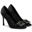 Elegant Dark Green Prom Satin Rhinestone Pumps 2021 10 cm Stiletto Heels Pointed Toe High Heels