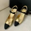 Chic / Belle Noire Doré Promo Sandales Femme 2021 Cuir Bride Cheville Noeud 10 cm Talons Épais Talons Hauts À Bout Pointu Sandales