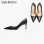Simple Noire Bureau OL Cuir Escarpins 2021 10 cm Talons Aiguilles Talons Hauts À Bout Pointu Escarpins