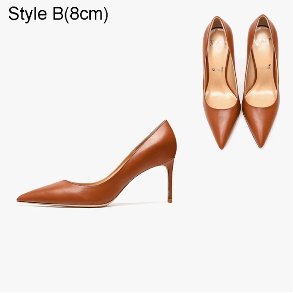 Schöne Braun Cocktail Pumps 2021 Leder 10 cm Stilettos Spitzschuh Hochhackige