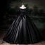 Vintage / Retro Black Prom Dresses 2025 Ball Gown Off-The-Shoulder Short Sleeve Backless Floor-Length / Long Prom Formal Dresses