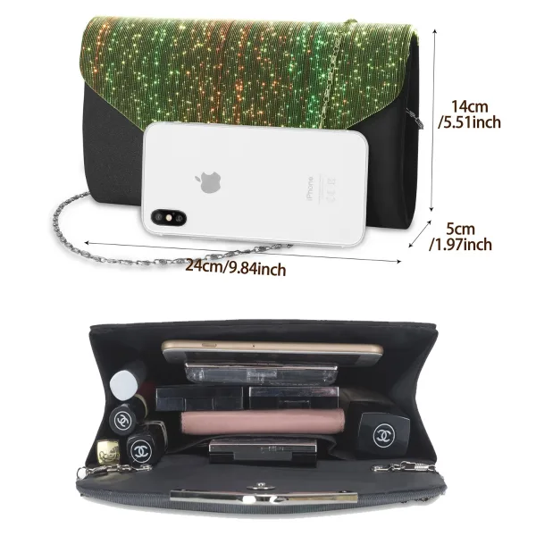 Eye-catching Illuminated Black LED Glitter Clutch Bags 2021 Christmas Rave Club Evening Party