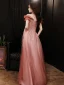 Charmant Rose Sombre Robe De Bal 2021 Princesse De l'épaule Perlage Paillettes Manches Courtes Appliques Dos Nu Longue Promo Robe De Ceremonie