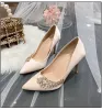 Elegant Burgundy Rhinestone Wedding Shoes 2021 9 cm Stiletto Heels High Heels Pointed Toe Wedding Pumps