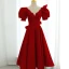 Vintage / Retro Sage Green Prom Dresses A-Line / Princess 2021 Scoop Neck Puffy Short Sleeve Backless Bow Tea-length Prom Formal Dresses